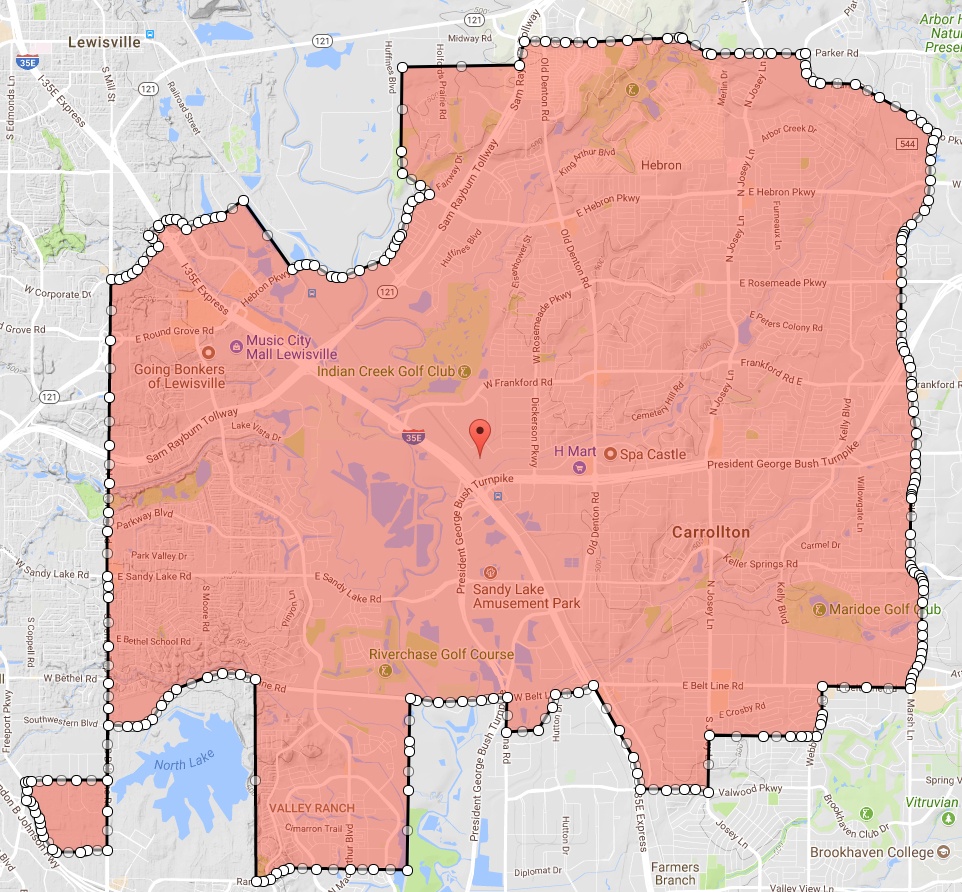 캐롤톤 배달 지역